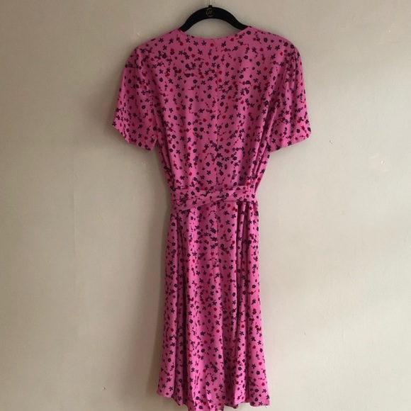 Diane Von Furstenberg Saville Floral Pink Lemonade Wrap Dress - Picture 2 of 6